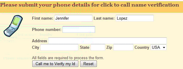 Google Profile verify your name - submit your phone details